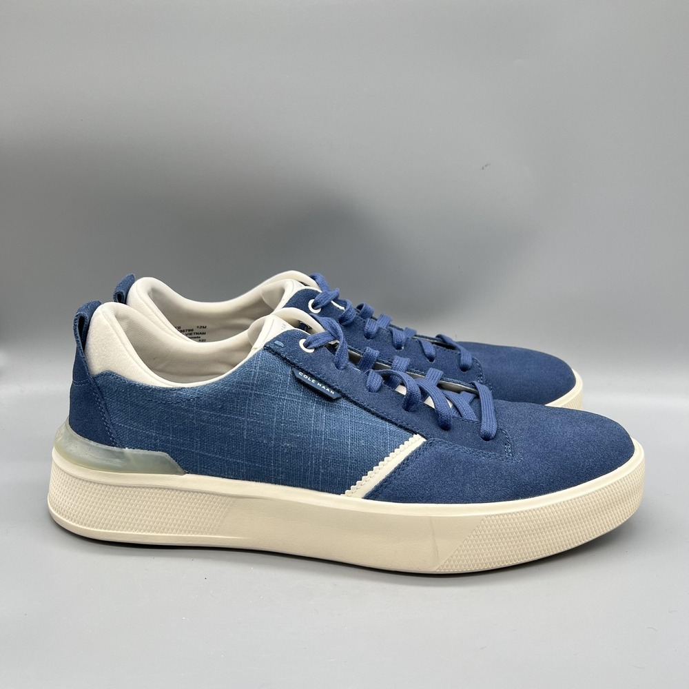Cole Haan Shoes Mens 12 Blue Canvas Suede Grandpro Crew Low Top Sneakers Comfort